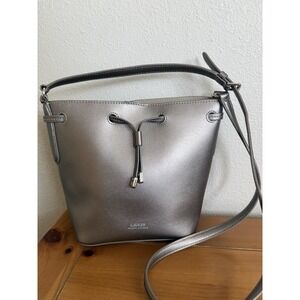 Lauren Ralph Lauren‎  Dryden Debby II Mini Leather Drawstring Handbag Pewter